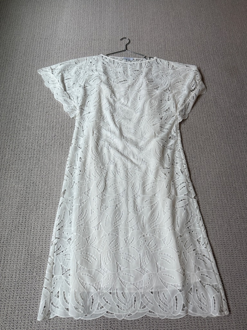 White Eyelet Lace Midi Dress - Classic Feminine Style